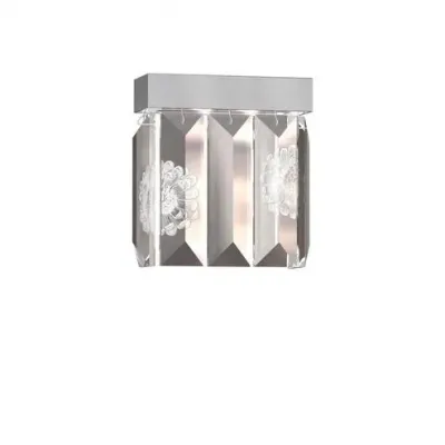 Serene 5 Prisms Dahlia Wall Sconce, Rectangular - Clear Cristal, Nickel (Plated) Finish
