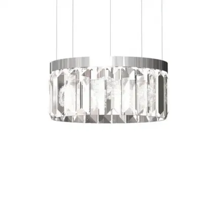 Serene 24 Prisms Chandelier, Circular - Clear Cristal, Nickel (Plated) Finish