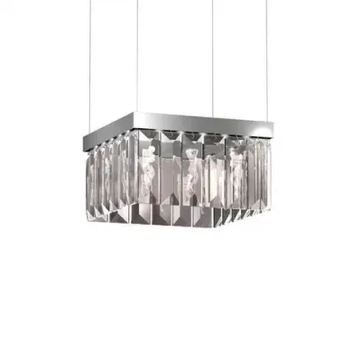 Serene 24 Prisms Chandelier, Square - Clear Cristal, Nickel (Plated) Finish