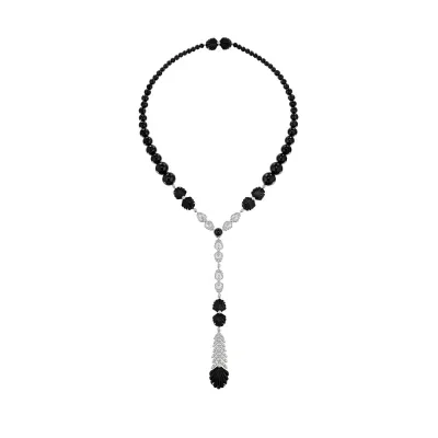 Adrienne Necklace, White Gold, Onyx, Diamonds (Special Order)