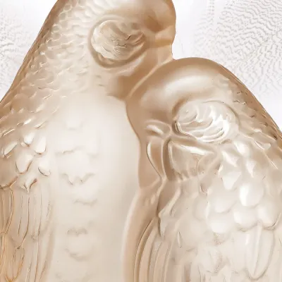 Two Parakeets Sculpture Gold Luster