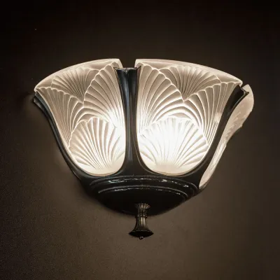 Ginkgo Medium Wall Sconce, Clear Crystal, Shiny And Brushed Nickel Finish