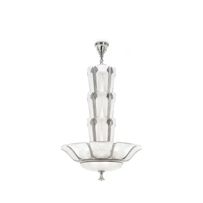 Ginkgo Chandelier, Clear Crystal, Shiny Nickel Finish