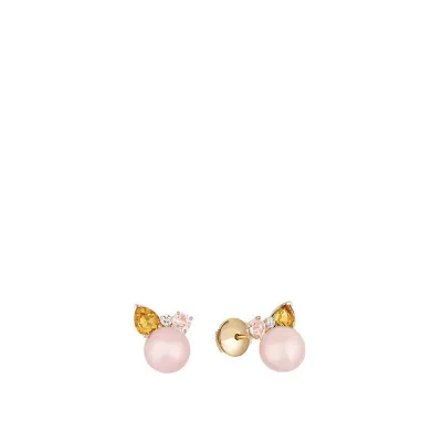 L'Oiseau Tonnerre Earrings, Pink Gold, Agates, Citrines, Quartz, Diamonds (Special Order)