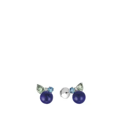L'Oiseau Tonnerre Earrings, White Gold, Lapis Lazuli, Topazes, Quartz, Diamonds (Special Order)
