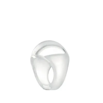 Cabochon Ring Clear Crystal With White Patina