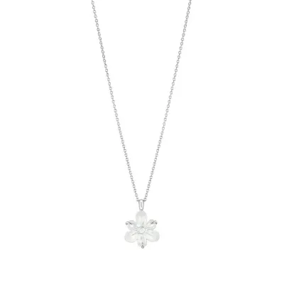 Fleur De Neige Pendant Clear Crystal, Silver, Small