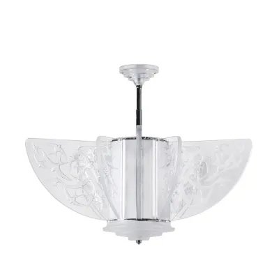 Hirondelles Chandelier, Clear Crystal, Chrome Finish, Large Size