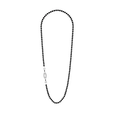 La Flûte Enchantée Reversible Long Necklace, White Gold, Crystal, Diamonds, Akoya Pearls, Agate Onyx (Special Order)