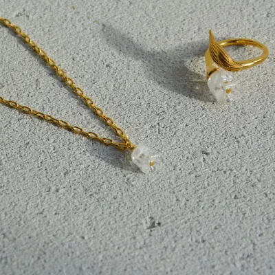 Muguet Necklace Clear Crystal, Vermeil