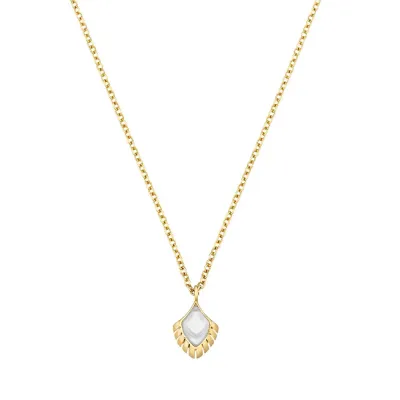 Paon Pendant White Pearly Clear Crystal, 18K Yellow Gold-Plated