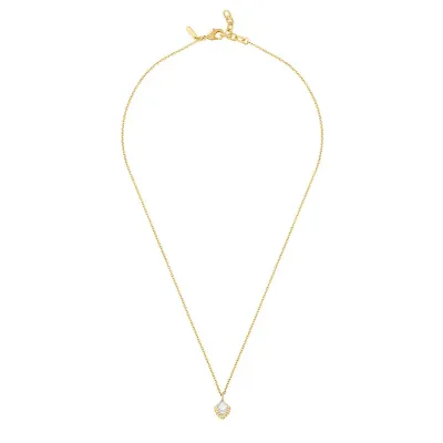 Paon Pendant White Pearly Clear Crystal, 18K Yellow Gold-Plated