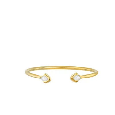 Paon Flexible Bangle White Pearly Clear Crystal, 18K Yellow Gold-Plated, Large