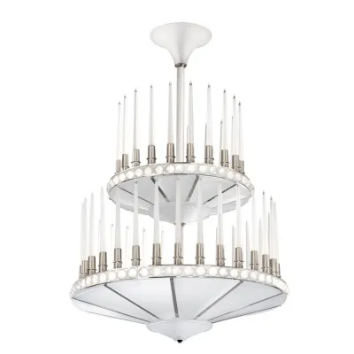 Perles Chandelier, Clear Crystal, Nickel Finish, 2 Tiers - Diam 1000 Mm