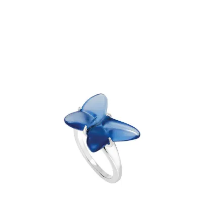 Papillon Ring Blue Crystal Silver
