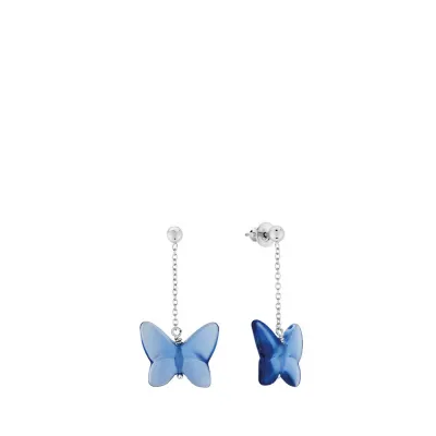 Papillon Earrings, Blue Crystal, Silver