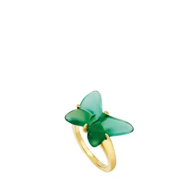 Papillon Ring Green Crystal 18K Yellow Gold-Plated