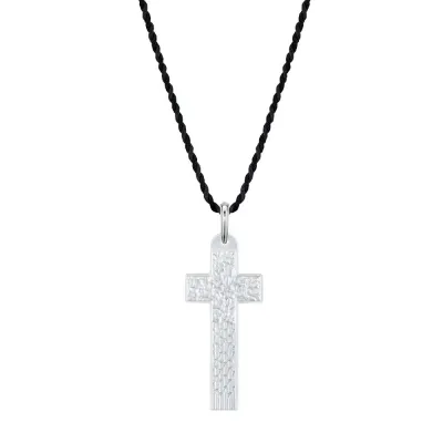 Saint Matthew Cross Pendant, Clear Crystal, Silver