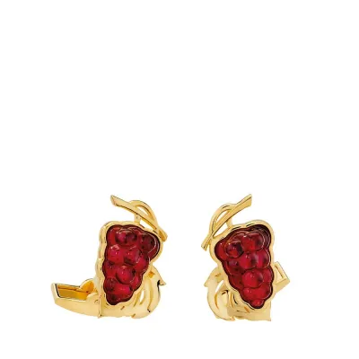 Vigne Cufflinks, Red Crystal, 18K Yellow Gold-Plated