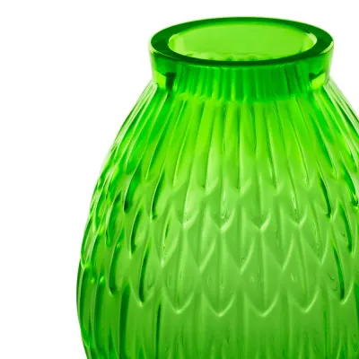 Plumes Small Vase, Green Crystal