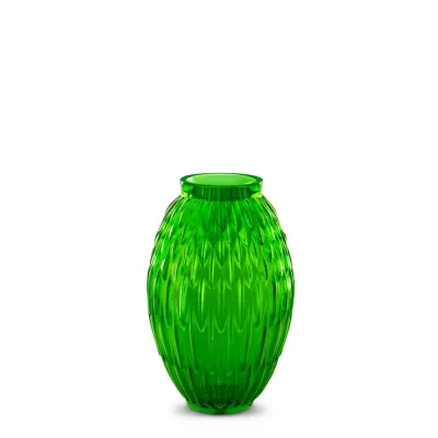 Plumes Large Vase, Green Crystal