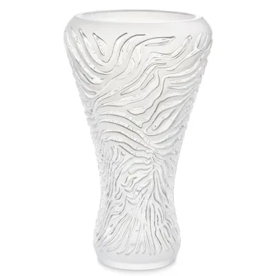 Zèbre Vase, Clear Crystal, Satin Finish Relief