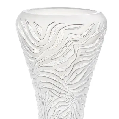 Zèbre Vase, Clear Crystal, Satin Finish Relief