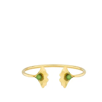 Ginkgo Flexible Bracelet Antinea Green Crystal 18K Yellow Gold-Plated Small