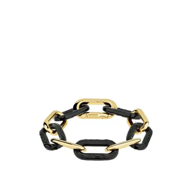 Empreinte Animale Bracelet 5 Crystals, Black Crystal, Yellow Gold Plated