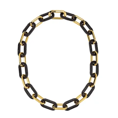 Empreinte Animale Necklace 12 Crystals, Black Crystal, Yellow Gold Plated