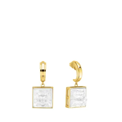 Arethuse Earrings, Clear Crystal, Vermeil, Pin Clasp System