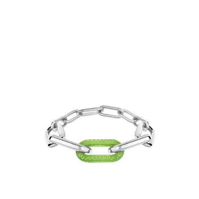 Empreinte Animale Bracelet, Green Crystal, Silver, L
