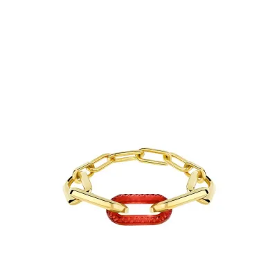 Empreinte Animale Bracelet, Red Crystal, 18K Yellow Gold Plated Brass, L