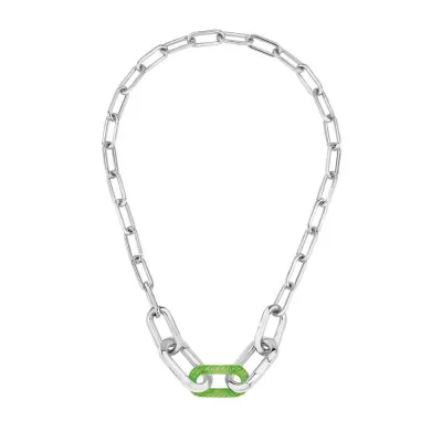 Empreinte Animale Necklace, Green Crystal, Silver