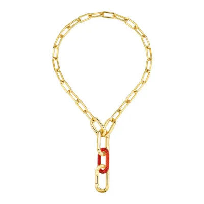 Empreinte Animale Necklace, Red Crystal, 18K Yellow Gold Plated Brass