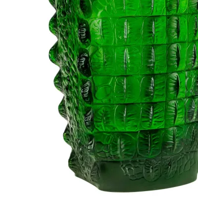 Croco Vase, Green Amazon Crystal