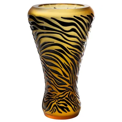 Tigre Vase, Clear, Black Enameled Crystal