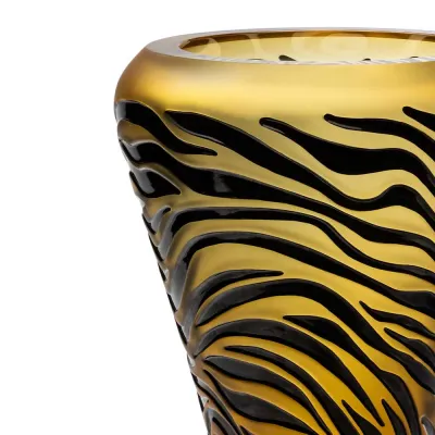 Tigre Vase, Clear, Black Enameled Crystal
