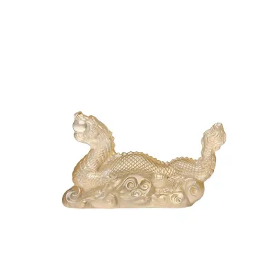 Tianlong Dragon Sculpture, Clear, Gold Luster Crystal