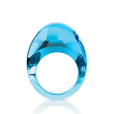 Cabochon Ring Light Blue Crystal