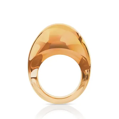 Cabochon Ring Amber Crystal