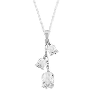 Muguet Pendant 3 Clear Crystals, Silver