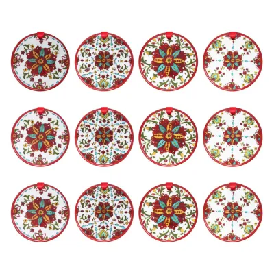 Allegra Set Of 12 Assorted Pattern Christmas Ornaments 3" Diameter