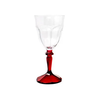 Versailles Clear Wine Glass 9 Oz Acrylic With Red Stem