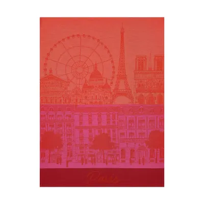 Paris Panorama Red Kiss Tea Towel 24" x 31"
