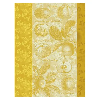 Pommes A Croquer Yellow Tea Towel 24" x 31"