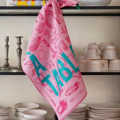 A Table Pink Tea Towel 24" x 31"