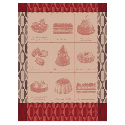 Patisseries Francaises Pink Tea Towel 24" x 31"