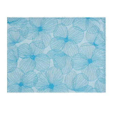 A La Carte Fleurs Papillons Blue Coated Placemat 19" x 14"