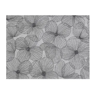 A La Carte Fleurs Papillons Black Coated Placemat 19" x 14"